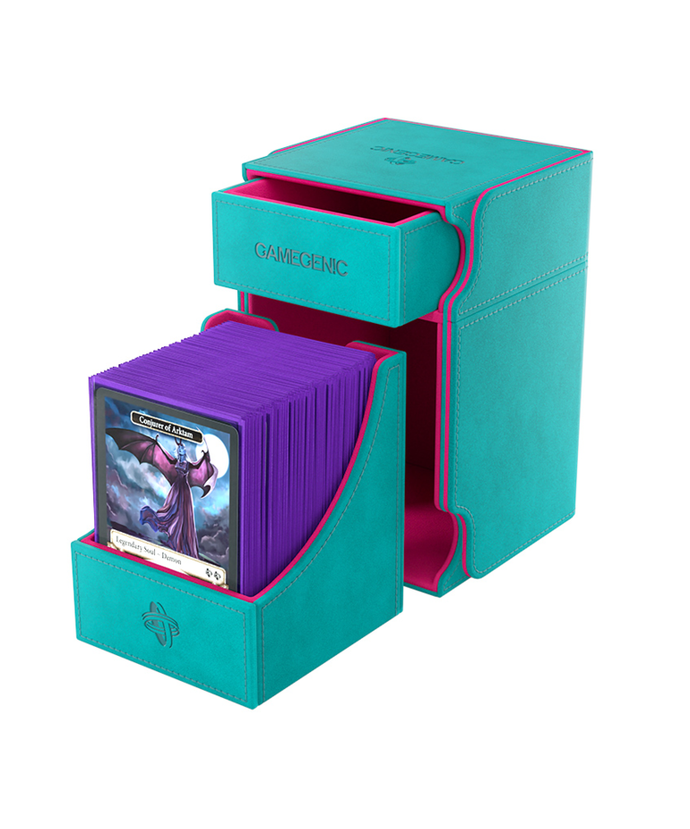 Gamegenic - GG Gamesgenic - Watchtower 100+ XL Covertible Deck Box - Teal/Pink