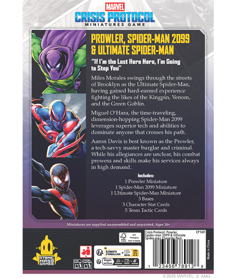Atomic Mass Games - AMG Marvel: Crisis Protocol - Prowler, Spider-Man 2099 & Ultimate Spider-Man Character Pack