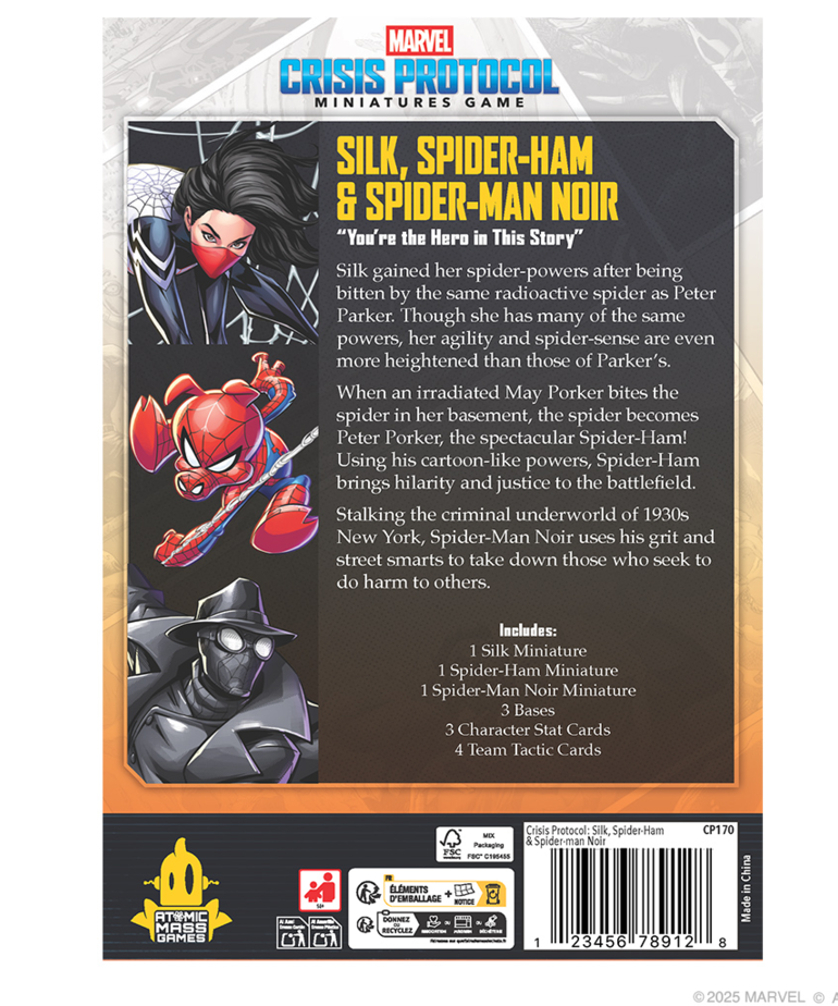 Atomic Mass Games - AMG Marvel: Crisis Protocol - Silk, Spider-Ham & Spider-Man Noir Character Pack