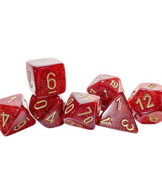 Chessex - CHX 7-Set Mega Hedrals - Glitter Ruby w/ Gold