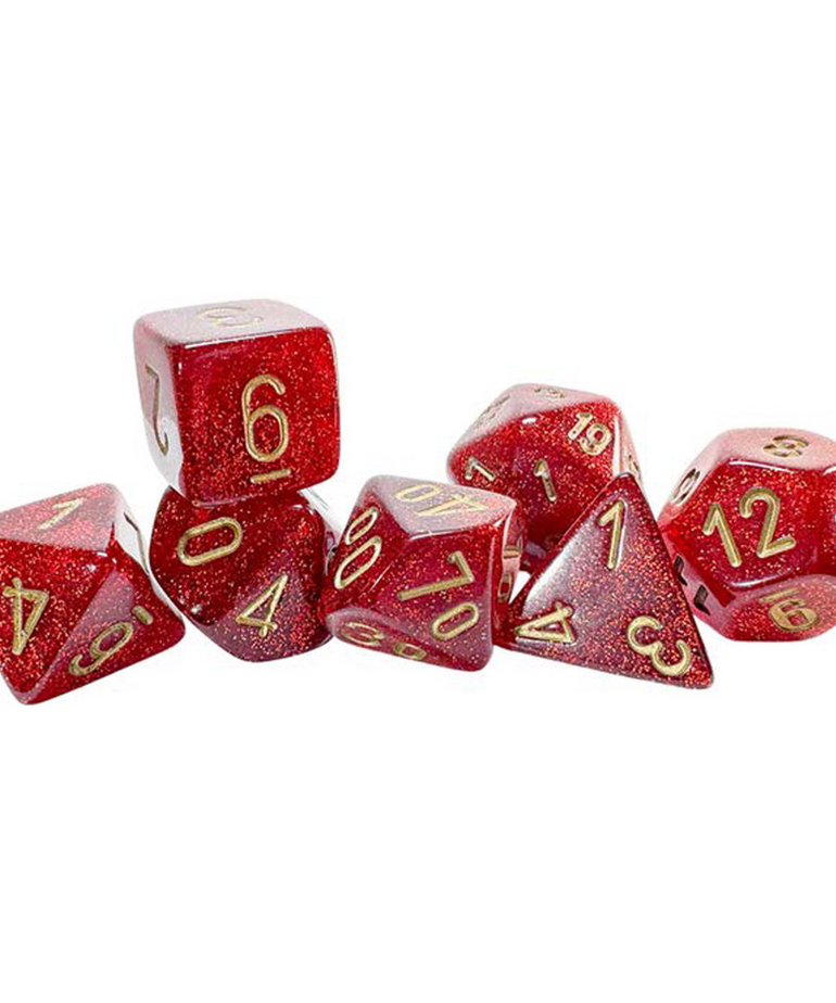 Chessex - CHX Chessex - 7-Set Mega Hedrals - Glitter Ruby w/ Gold