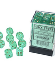 Chessex - CHX 36-die 12mm d6 Set - Borealis Luminary Light Green w/ Gold
