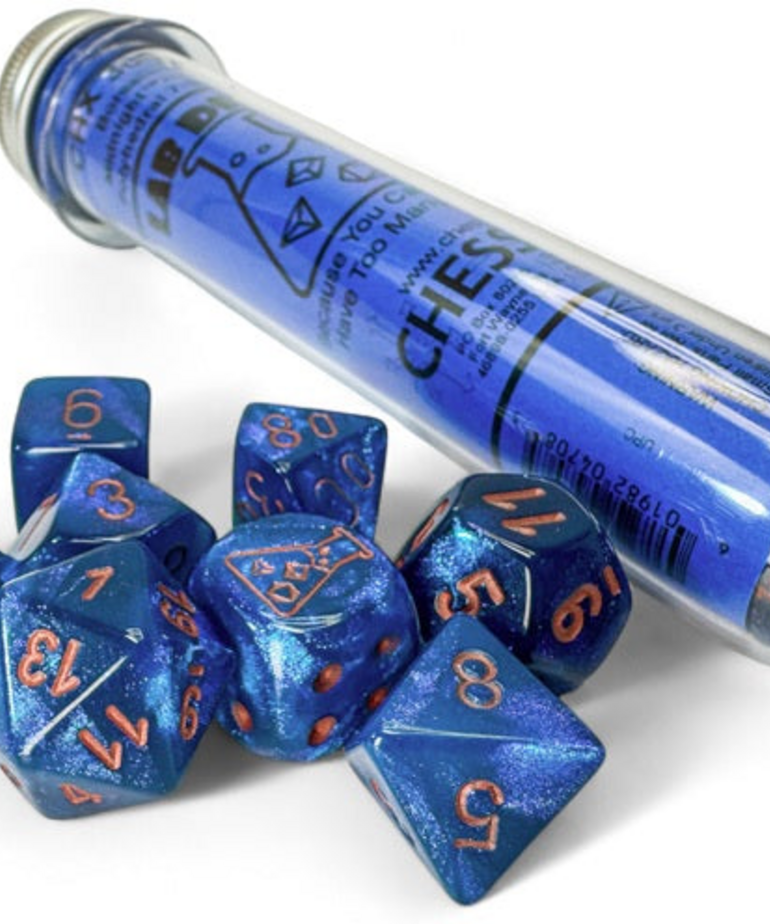 Chessex - CHX Chessex - Polyhedral 7-Die Set - Lab Dice 9 - Borealis Midnight w/ Copper