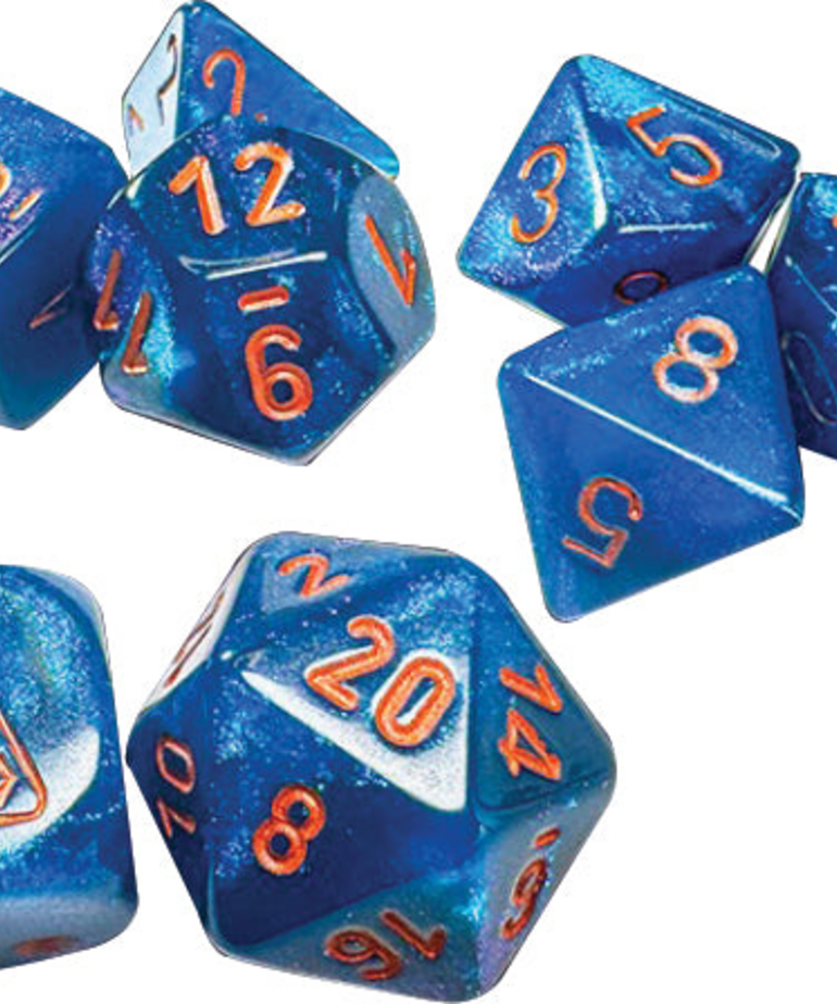 Chessex - CHX Chessex - Polyhedral 7-Die Set - Lab Dice 9 - Borealis Midnight w/ Copper