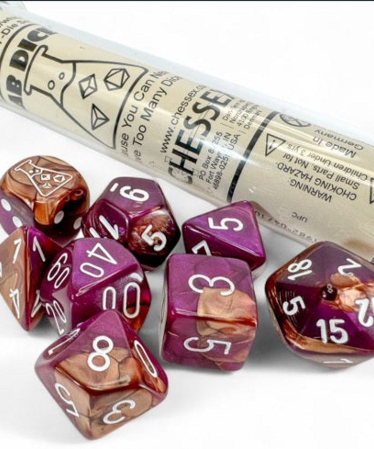 Chessex - CHX Chessex - Polyhedral 7-Die Set - Lab Dice 9 - Gemini Copper-Purple w/ White