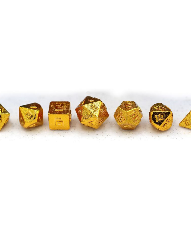 Hymgho Premium Gaming - HYO Hymgho Premium Gaming - Mini Polyhedral 7-Die Set - Solid Metal - Gold
