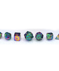 Hymgho Premium Gaming - HYO Mini Polyhedral 7-Die Set - Solid Metal - Rainbow