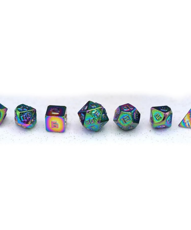Hymgho Premium Gaming - HYO Hymgho Premium Gaming - Mini Polyhedral 7-Die Set - Solid Metal - Rainbow