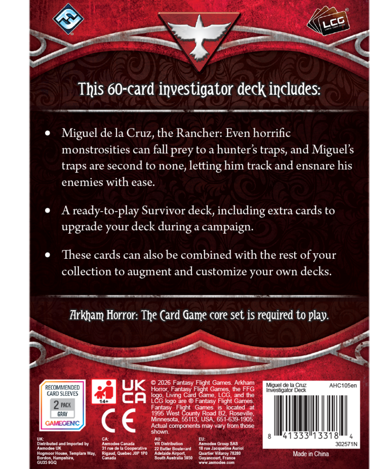 Fantasy Flight Games - FFG PRESALE Arkham Horror: The Card Game - Miguel De La Cruz Investigator Deck 04/17/2026