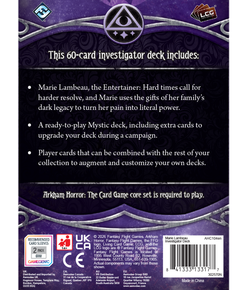 Fantasy Flight Games - FFG PRESALE Arkham Horror: The Card Game - Marie Lambeau Investigator Deck 04/17/2026