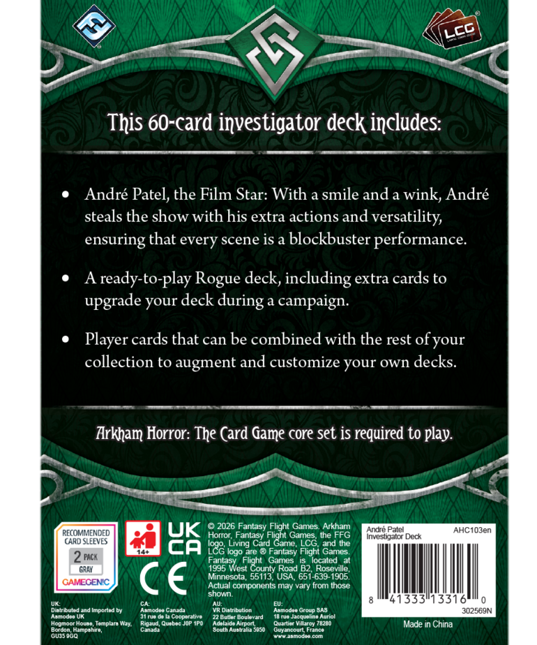 Fantasy Flight Games - FFG PRESALE Arkham Horror: The Card Game - Andre Patel Investigator Deck 04/17/2026