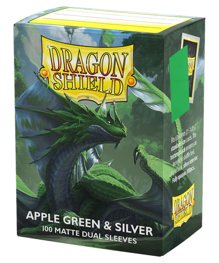 Arcane Tinmen - ATM Dragon Shield - Dual Matte Card Sleeves - Apple Green & Silver