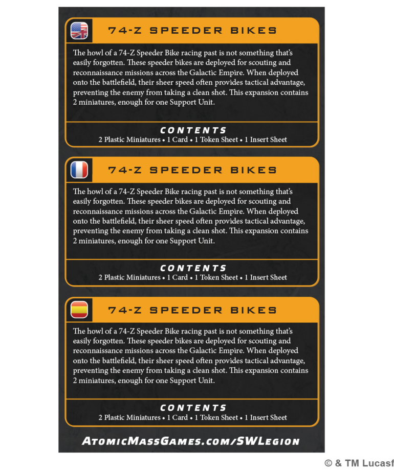 Atomic Mass Games - AMG PRESALE Star Wars: Legion - 74-Z Speeder Bike 05/15/2026