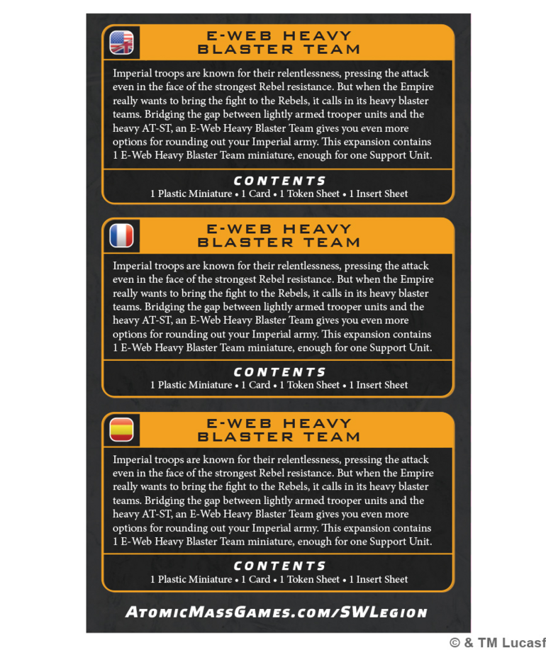 Atomic Mass Games - AMG PRESALE Star Wars: Legion - E-Web Heavy Blaster Team 05/15/2026