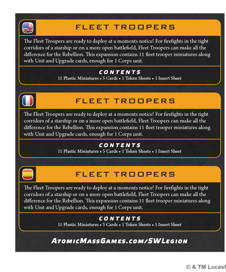 Atomic Mass Games - AMG PRESALE Star Wars: Legion - Fleet Troopers Unit 05/15/2026