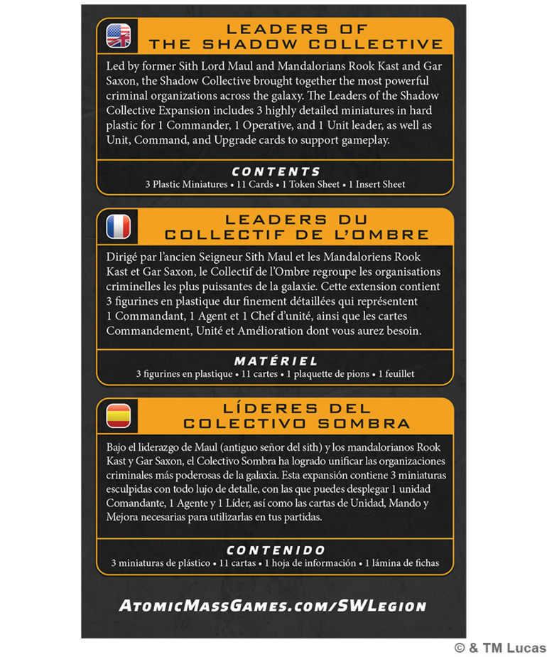 Atomic Mass Games - AMG PRESALE Star Wars: Legion - Leaders of the Shadow Collective 06/05/2026