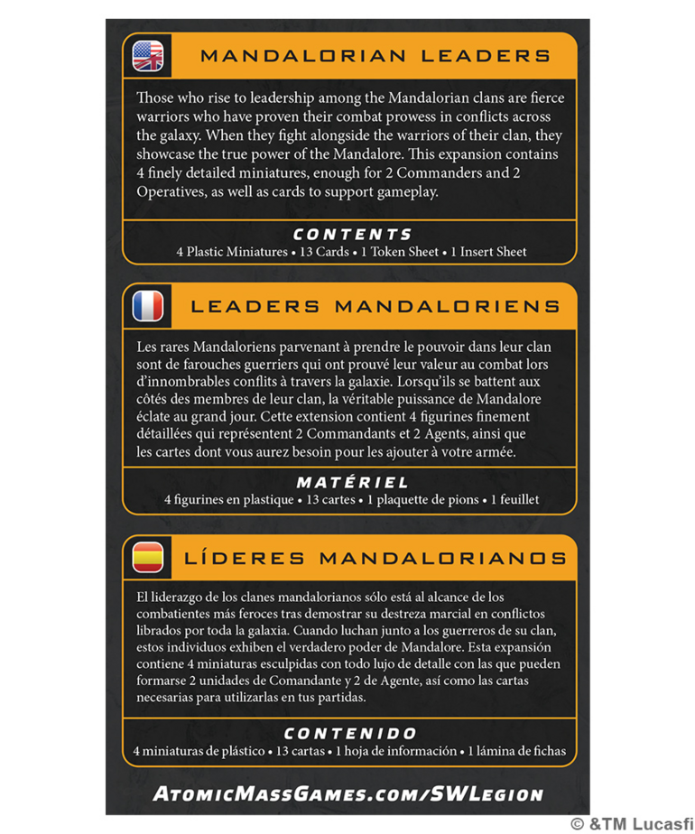 Atomic Mass Games - AMG PRESALE Star Wars: Legion - Mandalorian Leaders 06/19/2026