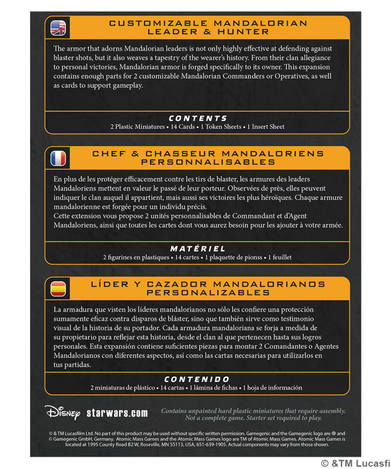 Atomic Mass Games - AMG Star Wars: Legion - Customizable Mandalorian Leader & Hunter