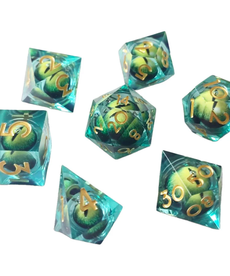 Chronicle RPG Accessories - CHR Chronicle RPG Accessories - Polyhedral 7-Die Set - ICU Liquid Core Green