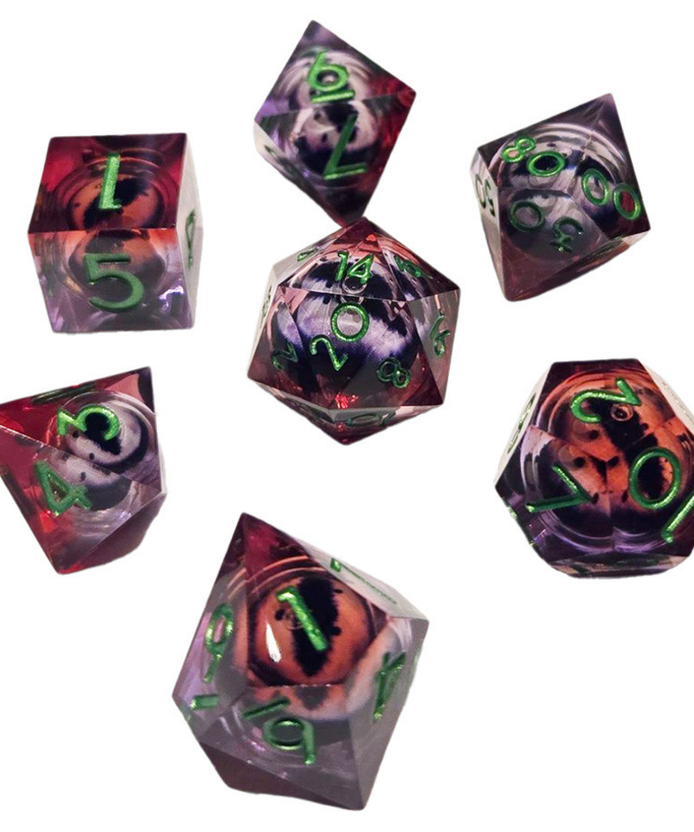 Chronicle RPG Accessories - CHR Chronicle RPG Accessories - Polyhedral 7-Die Set - ICU Liquid Core Red Purple