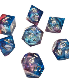 Chronicle RPG Accessories - CHR Polyhedral 7-Die Set - Nebula Liquid Core Pink Blue