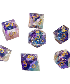 Chronicle RPG Accessories - CHR Polyhedral 7-Die Set - Nebula Liquid Core Purple Blue
