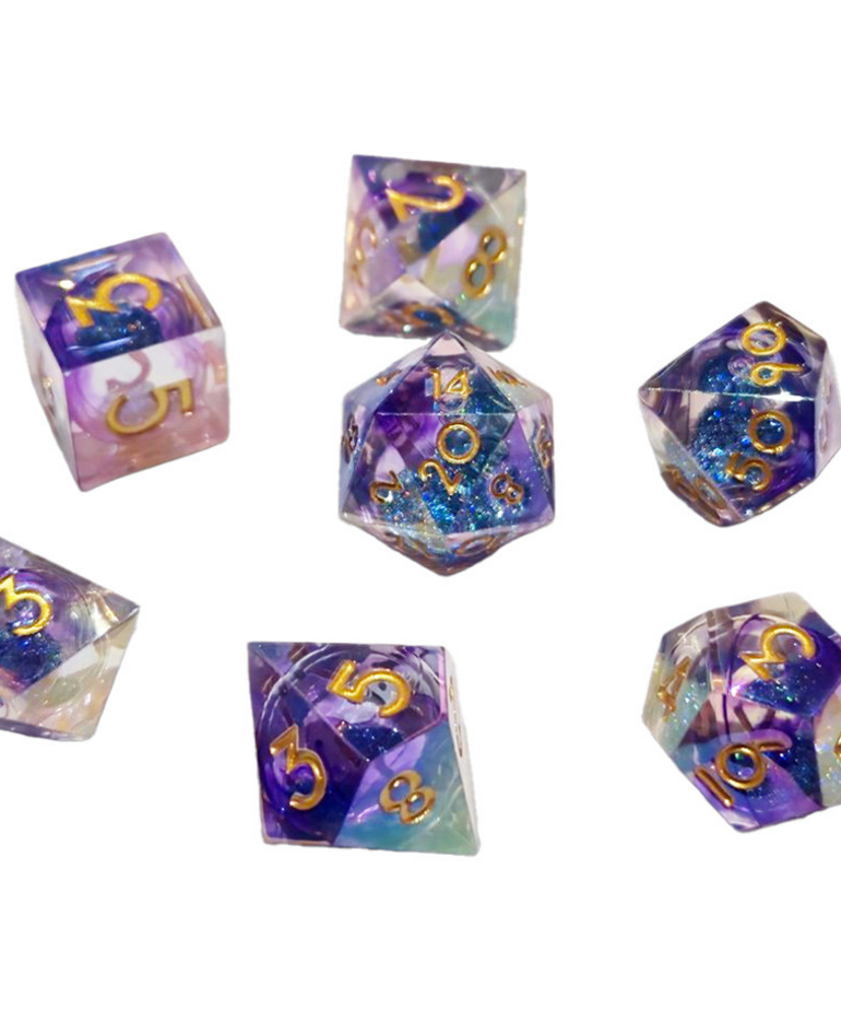 Chronicle RPG Accessories - CHR Chronicle RPG Accessories - Polyhedral 7-Die Set - Nebula Liquid Core Purple Blue