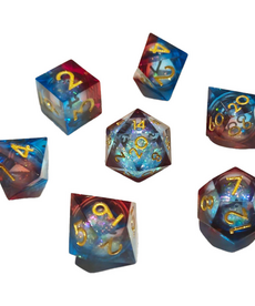 Chronicle RPG Accessories - CHR Polyhedral 7-Die Set - Nebula Liquid Core Red Blue