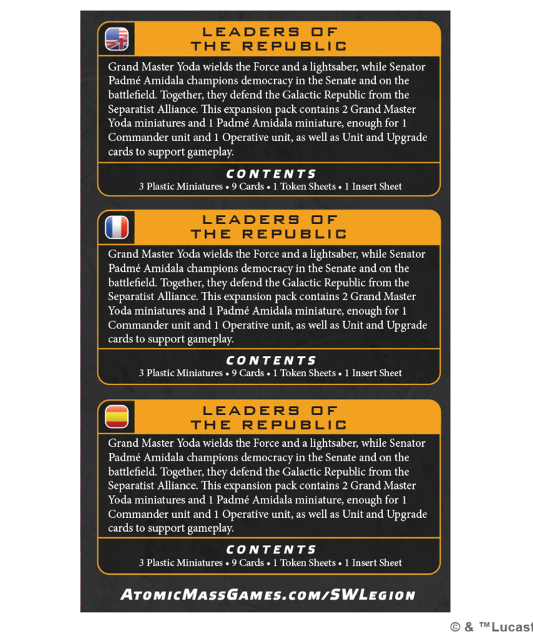 Atomic Mass Games - AMG Star Wars: Legion - Leaders of the Republic