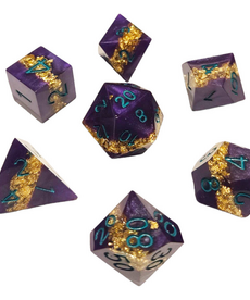 Chronicle RPG Accessories - CHR Polyhedral 7-Die Set - Resin Dice - Purple Goldvein