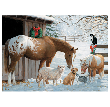 Cobble Hill Puzzles Cobble Hill Winter Barnyard Family Puzzle 350pcs