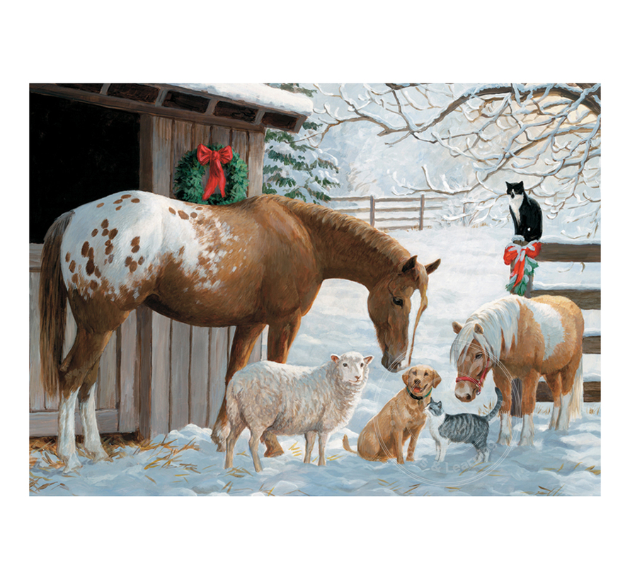 Cobble Hill Winter Barnyard Family Puzzle 350pcs