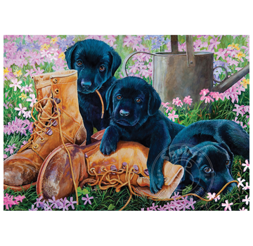 Cobble Hill Puzzles Cobble Hill Black Lab Puppies Tray Puzzle 35pcs