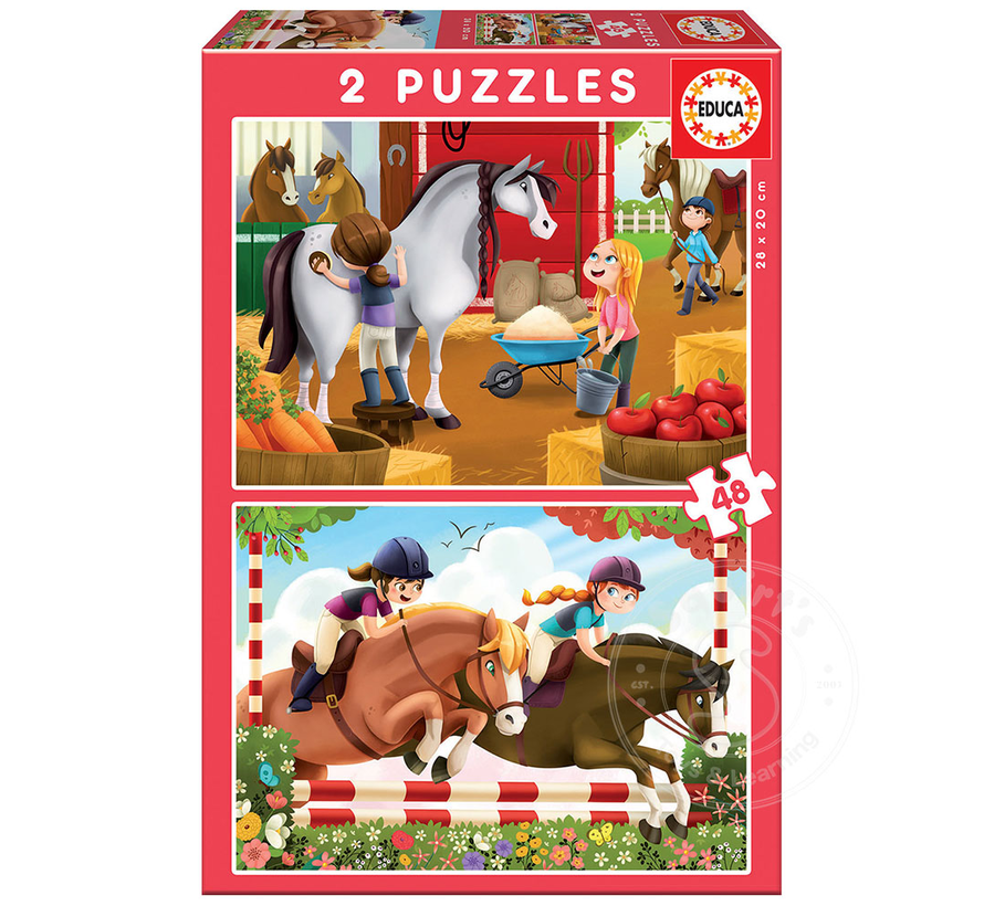 Educa Horse Grooming Puzzle 2 x 48pcs