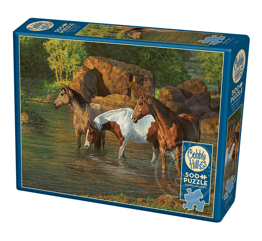 FINAL SALE Cobble Hill Horse Pond Puzzle 500pcs RETIRED