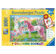 Ravensburger Ravensburger Magical Unicorns Puzzle 100pcs XXL + Coloring Book