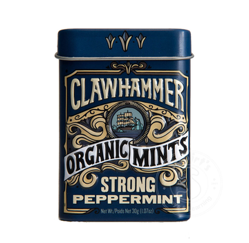 Clawhammer Organic Mints Strong Peppermint Candy Tin