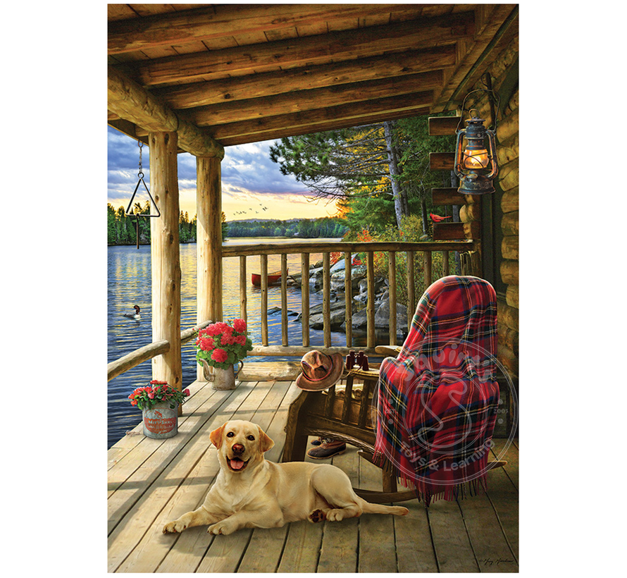 Cobble Hill Lake Cabin Labrador Tray Puzzle 35pcs