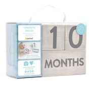 Pearhead Age Milestone Blocks Set - Wooden, Gray