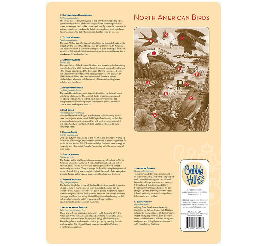 Cobble Hill North American Birds Tray Puzzle 35pcs