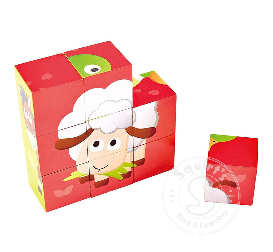 Hape Farm Animals Block Cube Puzzle - Retired