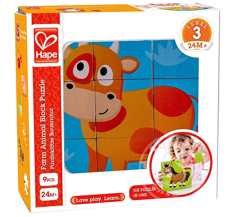 Hape Farm Animals Block Cube Puzzle - Retired