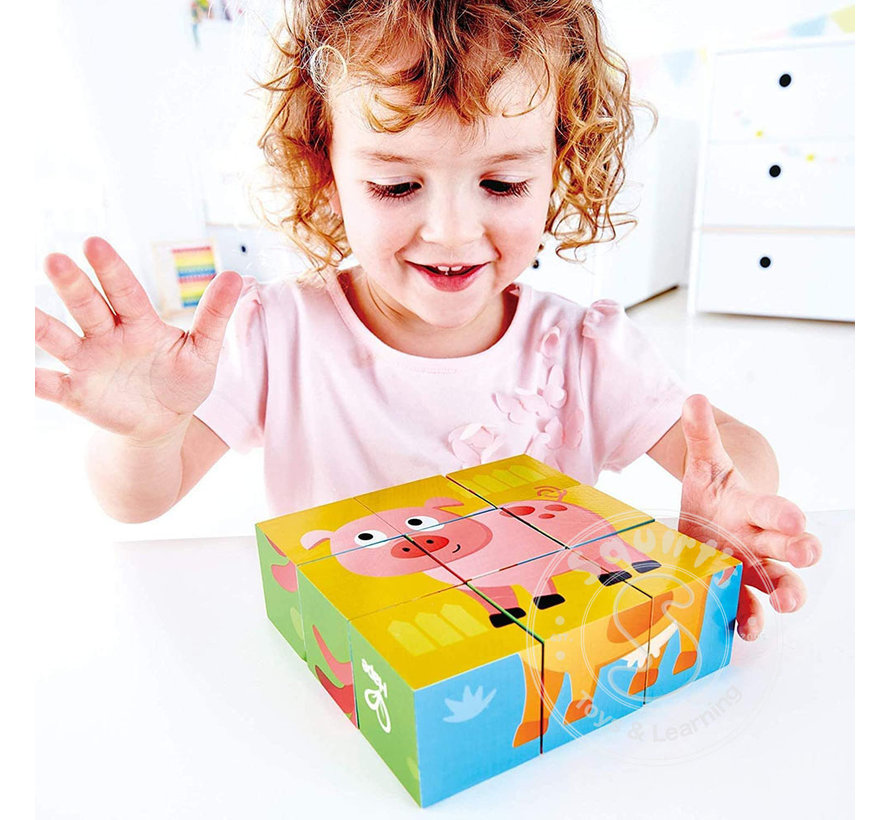 Hape Farm Animals Block Cube Puzzle - Retired