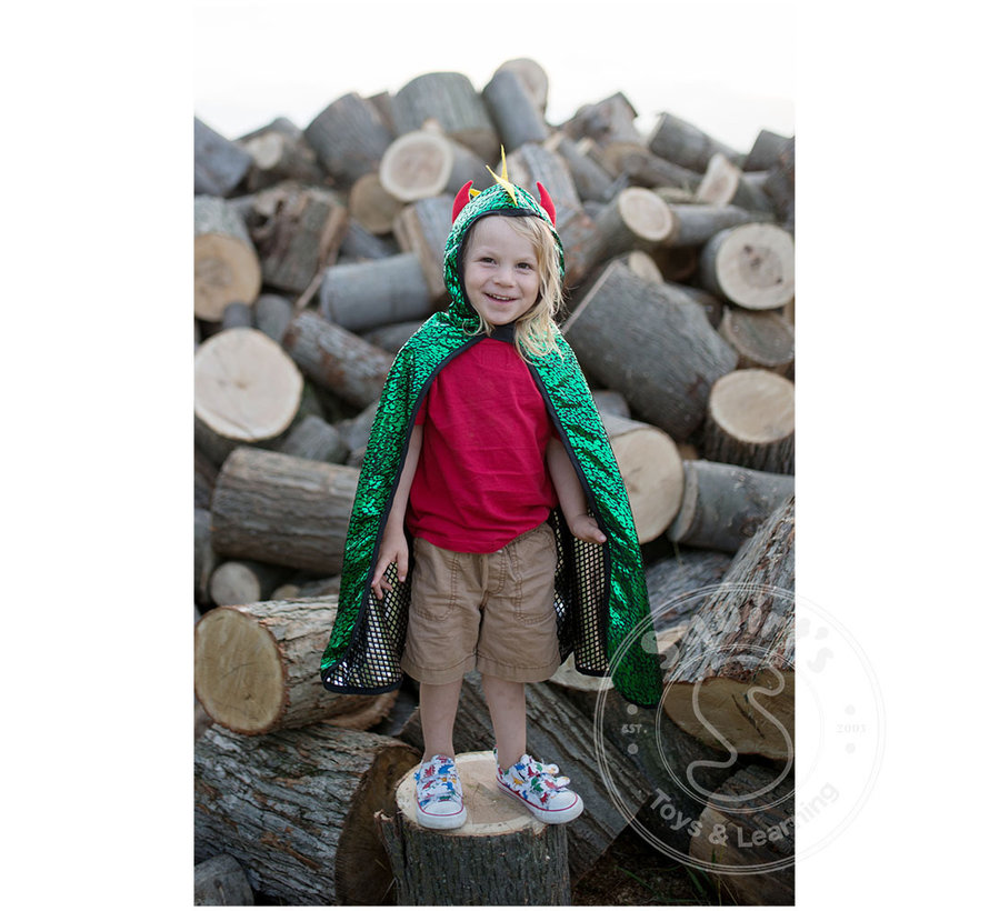 Great Pretenders Reversible Dragon/Knight Cape Green (Size 5-6)