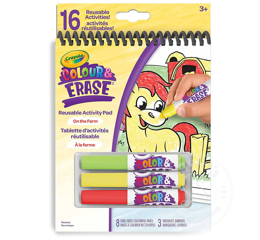 Crayola Colour & Erase Reusable Activity Pad: Farm Animals