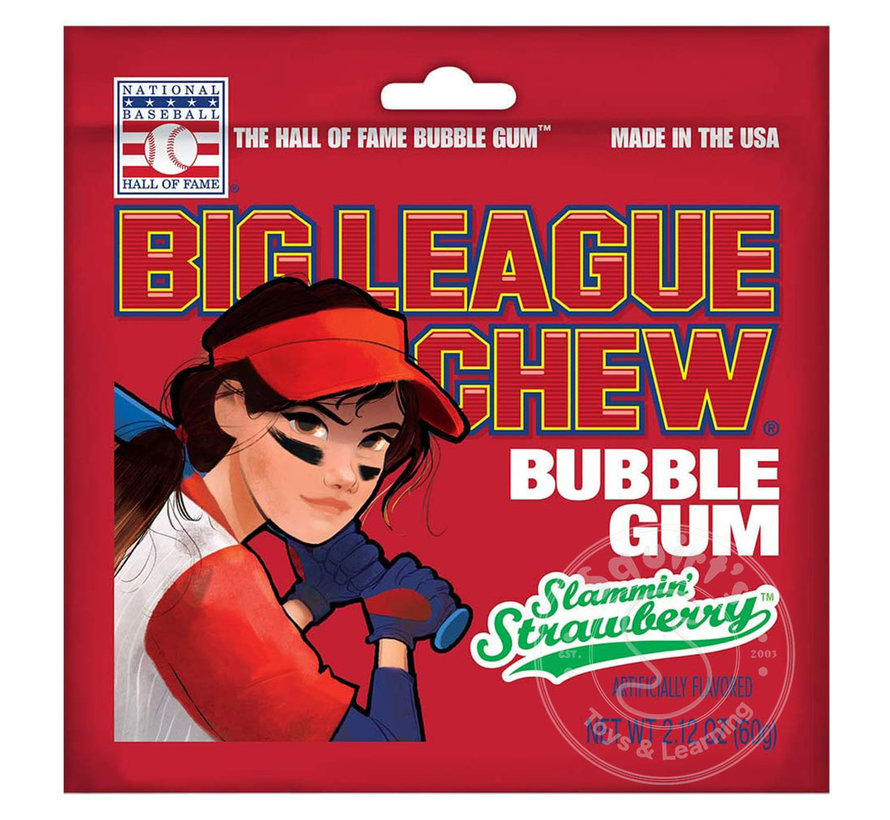 Big League Chew Bubble Gum Girl Slammin' Strawberry 60g