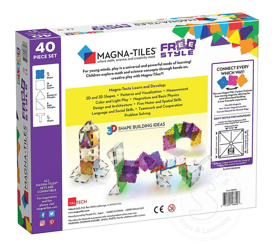 Magna-Tiles® Clear Colors 40 Piece Freestyle Deluxe Set