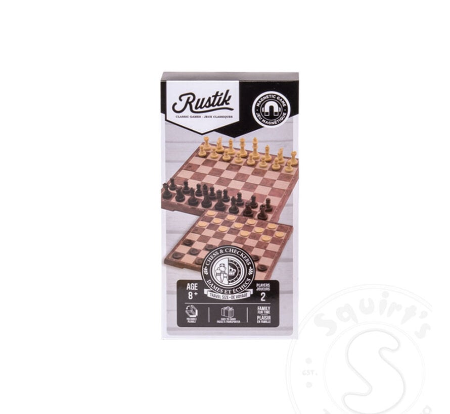 Rustik Magnetic Peachwood Chess/Checkers - foldable