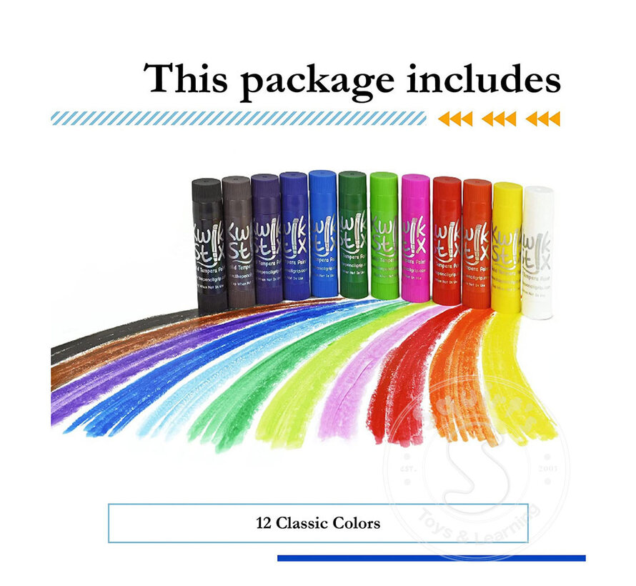 Kwik Stix Tempra Paint 12 Pack Primary