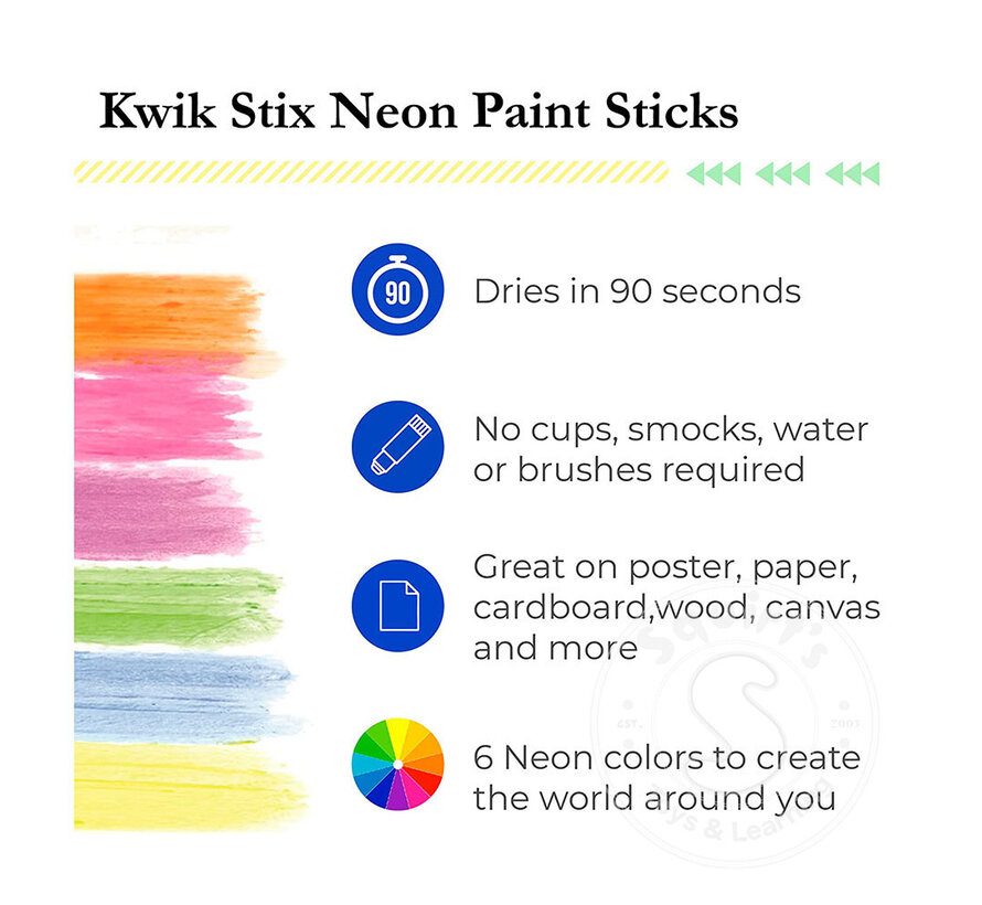 Kwik Stix Tempra Paint 6 Pack Neon